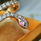 【スネークリング】天然ピンクサファイア 天然ダイヤモンド リング