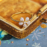 天然ダイヤモンド フラワーモチーフ パヴェ 18金リング