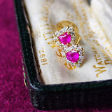 天然ルビー ハート型 天然ダイヤモンド 18金ピアス