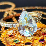 天然アンデシンラブラドライト 3.195ct 天然ダイヤモンド リング