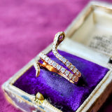 【スネークリング】天然ピンクサファイア 天然ダイヤモンド リング