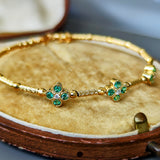 【お値下げ】形状記憶 天然エメラルド 天然ダイヤモンド ブレスレット バングル