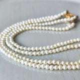 あこやベビーパール 2連ネックレス シェルカメオ