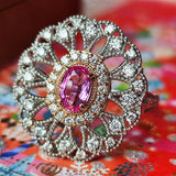 【再出品】天然パパラチアサファイア 天然ダイヤモンド リング