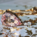 【大粒 3.01ct】天然モルガナイト 天然ダイヤモンド ネックレス