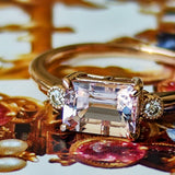 天然モルガナイト 天然ダイヤモンド リング