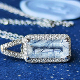 【お値下げ】天然ブルートルマリンインクォーツ 天然ダイヤモンド ネックレス