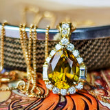 天然スフェーン 天然ダイヤモンド ネックレス