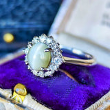 【三越百貨店】天然クリソベリルキャッツアイ 天然ダイヤモンド リング