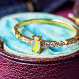 天然オパールキャッツアイ 天然ダイヤモンド リング