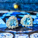 【お値下げ】天然アクアマリン ハートシェイプ 天然ダイヤモンド ピアス