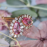 天然パパラチアサファイア 天然ダイヤモンド 18金ピアス