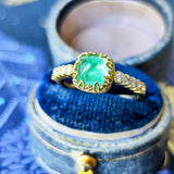 【シュガーローフ】天然エメラルド 天然ダイヤモンド 18金リング