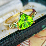 【パキスタン産】天然ペリドット 天然ガーネット 天然ダイヤモンド リング