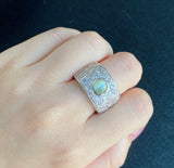 天然クリソベリルキャッツアイ 天然ピンクダイヤモンド プラチナリング