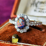 天然ブラックオパール オーストラリア産 天然ダイヤモンド リング