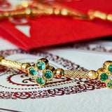 【お値下げ】形状記憶 天然エメラルド 天然ダイヤモンド ブレスレット バングル