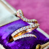 【スネークリング】天然ピンクサファイア 天然ダイヤモンド リング