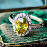 天然スフェーン 2.22ct 天然ダイヤモンド リング