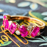 天然ルビー エメラルドカット 天然ダイヤモンド リング