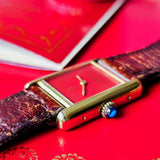 【OH済み】Cartier カルティエ マストタンク レッド文字盤 手巻き腕時計