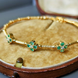 【お値下げ】形状記憶 天然エメラルド 天然ダイヤモンド ブレスレット バングル