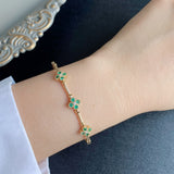 【お値下げ】形状記憶 天然エメラルド 天然ダイヤモンド ブレスレット バングル