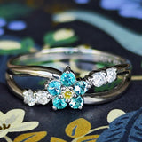 天然パライバトルマリン 天然イエローダイヤモンド フラワーリング