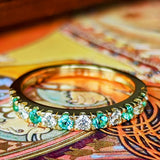 天然パライバトルマリン 天然ダイヤモンド 一文字タイプ 18金リング