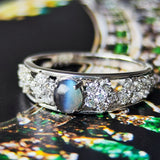 【お値下げ】天然アレキサンドライトキャッツアイ 天然ダイヤモンド リング