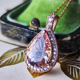 【大粒 3.09ct】天然モルガナイト 天然ダイヤモンド ネックレス