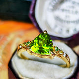 【パキスタン産】天然ペリドット 天然ガーネット 天然ダイヤモンド リング