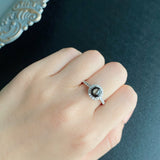 【魅惑の黒い宝石】天然ブラックスターサファイア 天然ダイヤモンド リング