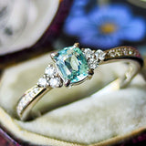 天然ミントベリル 天然ダイヤモンド リング