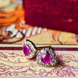 天然ルビー ハート型 天然ダイヤモンド 18金ピアス