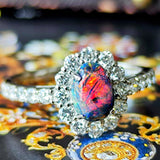 天然ブラックオパール オーストラリア産 天然ダイヤモンド リング