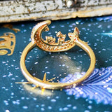 天然ダイヤモンド 月のモチーフ 18金リング