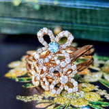 天然アレキサンドライト 天然ダイヤモンド フラワーモチーフリング