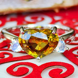 【お値下げ】天然スフェーン 2.76ct ハートシェイプ 天然ラブラドライト リング