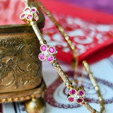 【ブレスレット】天然ルビー 天然ダイヤモンド 形状記憶 18金 バングル