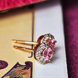 【お値下げ】天然ロードクロサイト 天然ダイヤモンド ピアス