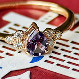 【アレキタイプ】天然カラーチェンジガーネット 天然ダイヤモンド リング