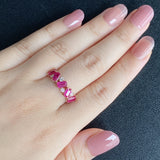 天然ルビー エメラルドカット 天然ダイヤモンド リング