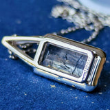 【お値下げ】天然ブルートルマリンインクォーツ 天然ダイヤモンド ネックレス