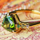 【パキスタン産】天然ペリドット 天然ガーネット 天然ダイヤモンド リング