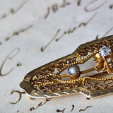 【お値下げ】イギリス アンティーク 天然ダイヤモンド 天然真珠 ブローチ