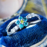 天然パライバトルマリン 天然イエローダイヤモンド フラワーリング