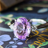 天然クンツァイト 天然ダイヤモンド リング