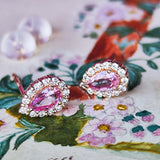 天然パパラチアサファイア 天然ダイヤモンド 18金ピアス