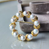 MIKIMOTO ミキモト リース型ブローチ あこや真珠 18金